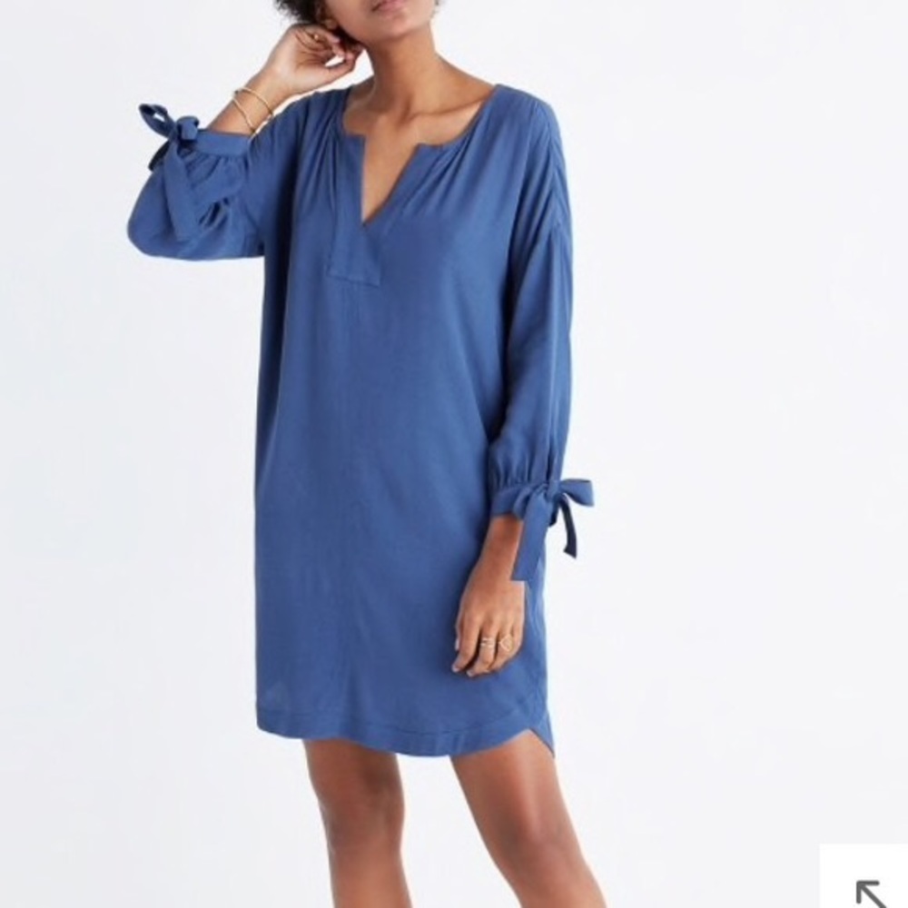 Madewell tunic chic dress smoke blue L pockets